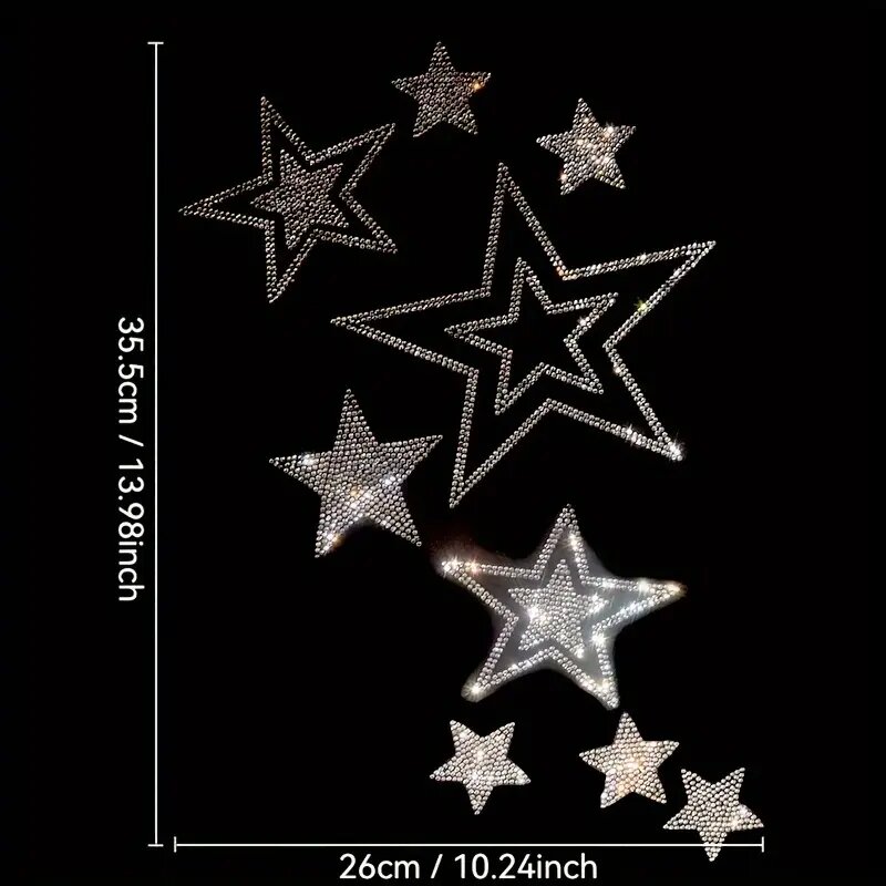 Hotfix Rhinestone Sheet - きらめくラインストーン ホットスタンピング レタースター DIY アイロン接着アップリケ 衣類用