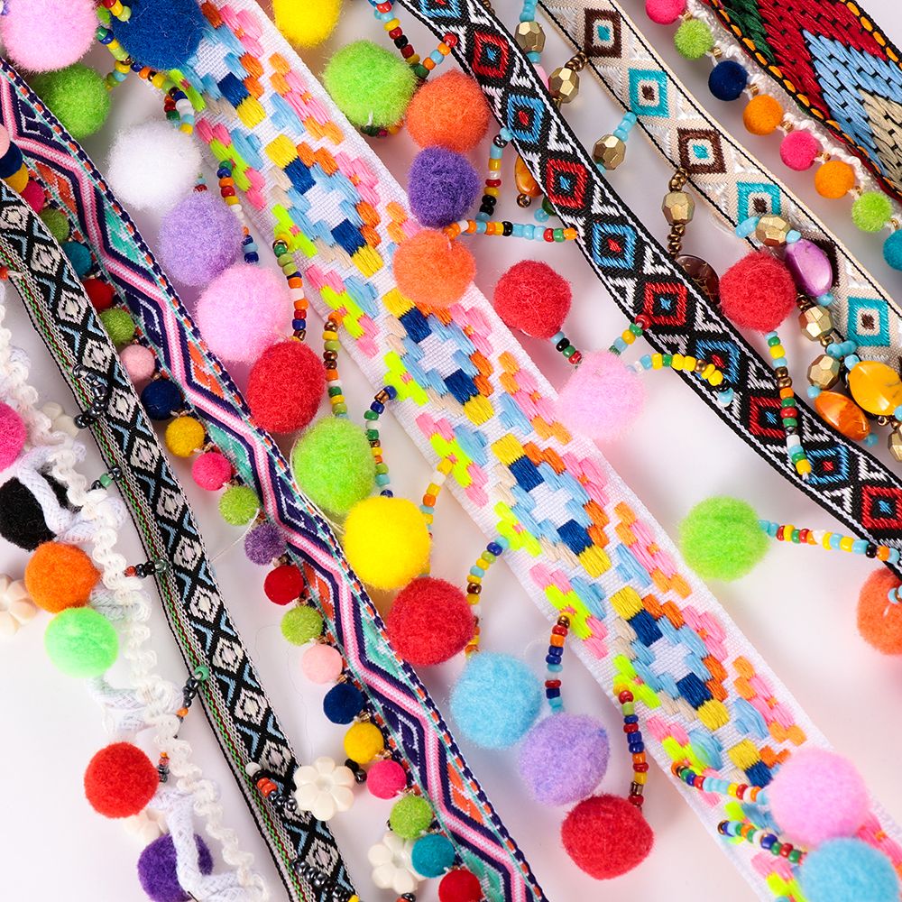 Tassel Fringe Trim - ボヘミアンタッセルレーストリボン、刺embroideredコスチューム、手作りのpompom、DIYクラフト縫製、1ヤード