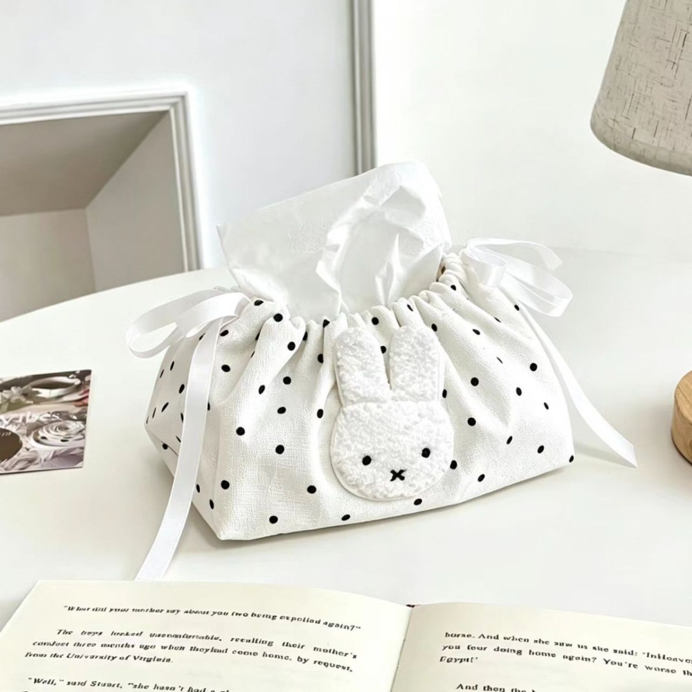 Craft Embellishment Storage - かわいいミッフィー波刺繍巾着ティッシュインベッドルーム収納袋リビングルームティッシュボックスかわいいギフトおもちゃ