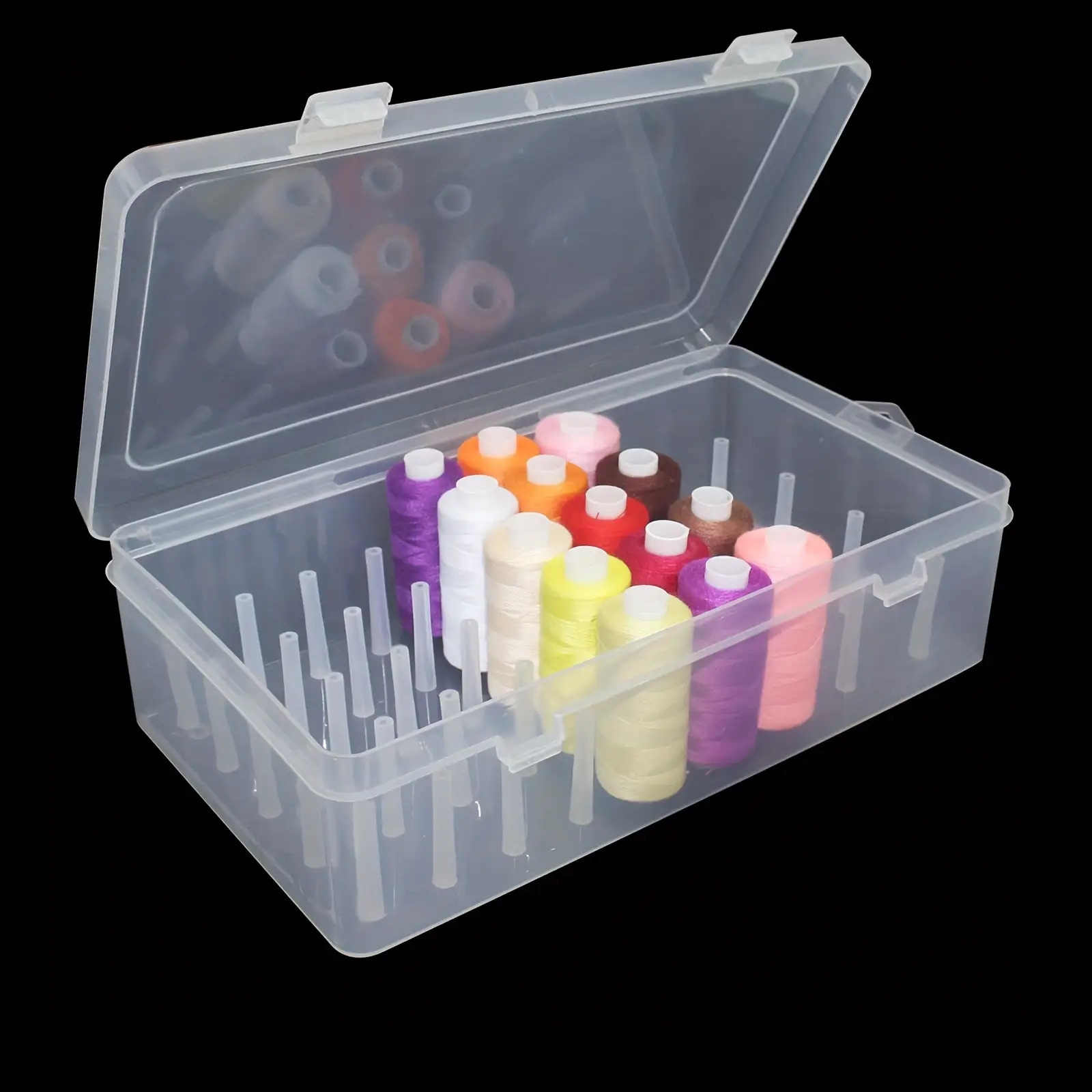 Craft Embellishment Storage - 透明なプラスチック製の縫い糸収納ボックス、42個のスロット付き、刺繍やキルト用品用のクラフトスプールホルダー、冷蔵庫用コンテナ
