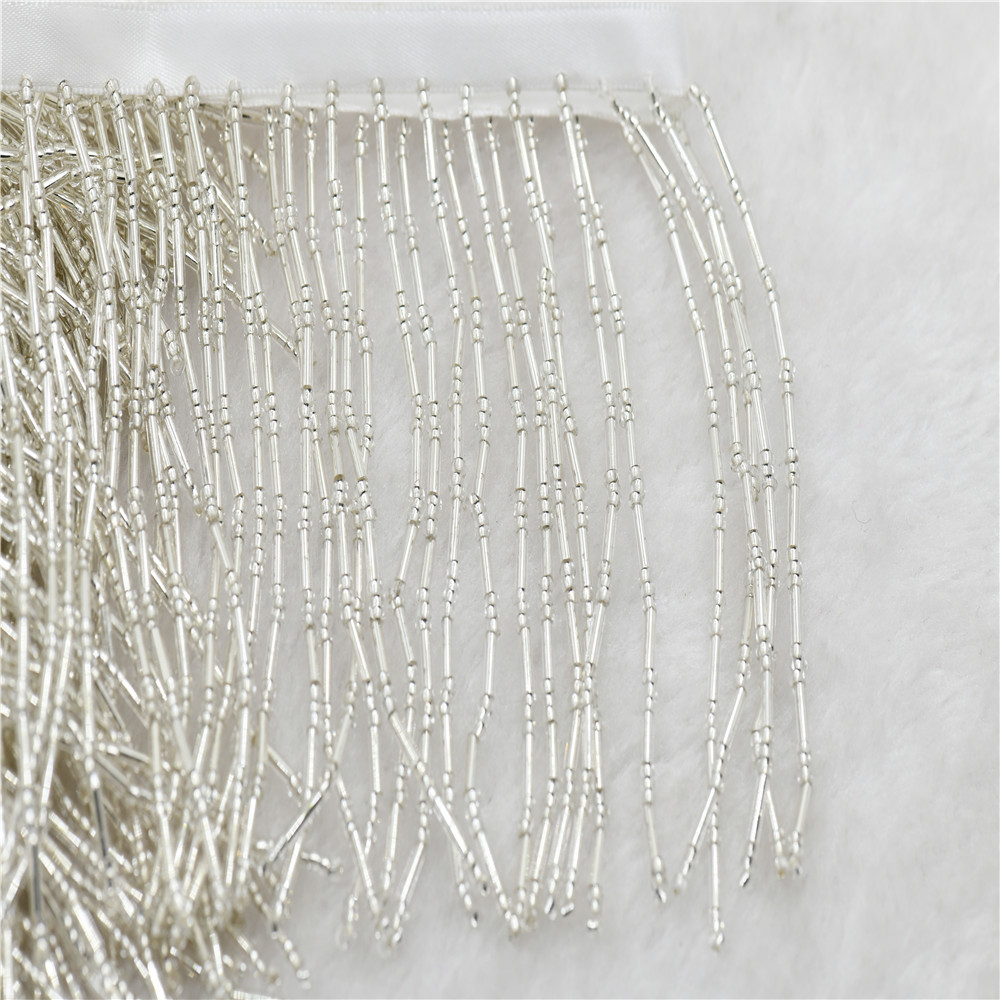 Beaded Trim Fringe - 1ヤード10cm幅のガラスビーズフリンジ、ビーズフリンジランプ、コスチュームトリム、クラフト用フリンジ、衣類縫製用フリンジ