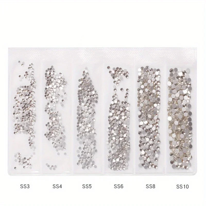 Hotfix Rhinestone Sheet - ラインストーン,ネイルアートデコレーション,キラキラステッカー,電話ケースアクセサリー,DIY,SWAGPICK-SS3-10の白いガラスのミックス