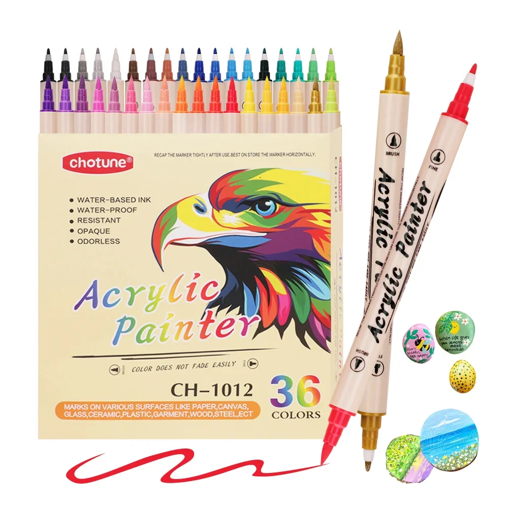 Copic Marker Classic - 12-36 色アクリルペイントマーカーペンブラシデュアルチップ、アクリルペイントペンブラシチップと細いチップ、ロック用アートマーカー用品