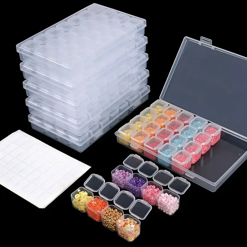Craft Embellishment Storage - 28グリッドダイヤモンドペインティングツール収納ボックス、ダイヤモンドペインティング刺繍アクセサリーコンテナ
