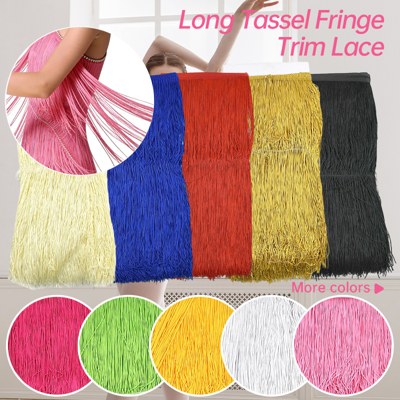 Fringe Ribbon Sewing - 2/5メートル 50cm ロングフリンジ タッセルトリム ラテンダンス カーテンレース