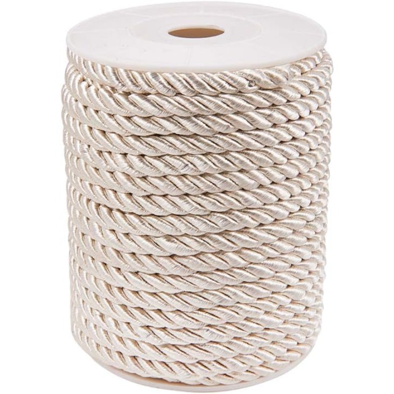 Cord Trim Twisted - 約50フィート クラフトナイロンロープ 5mm 3プライツイスト装飾トリムコード 多目的ユーティリティナイロン糸コード ジュエリー作成用ノット