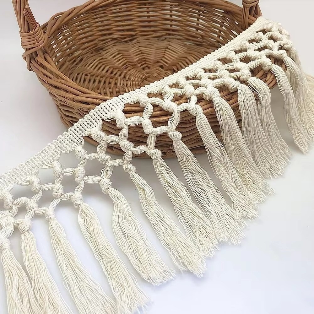 1ヤード11cm幅のタッセルトリムリボン、コットン素材、ボヘ - Tassel Fringe Trim のレビューと価格