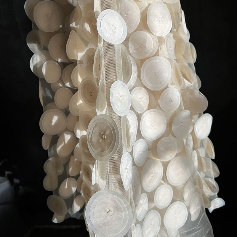 3D多層円形カット透視メッシュガーゼ生地DIYウェディングド - Crystal Mesh Fabric のレビューと価格