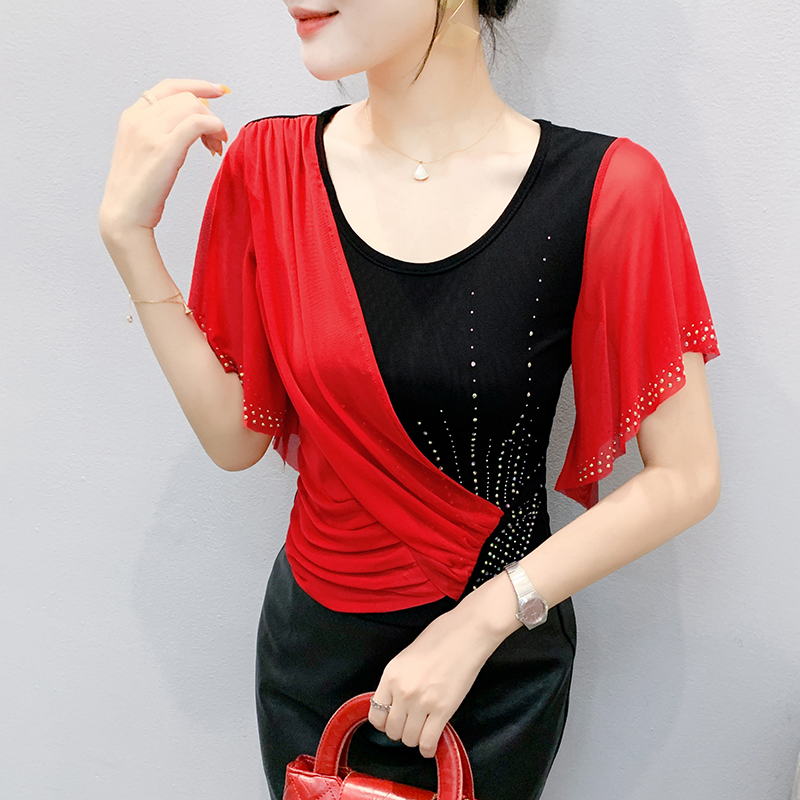 2025年夏 レディース メッシュトップ：カラーブロックデザ - Beaded Trim Fringe のレビューと価格