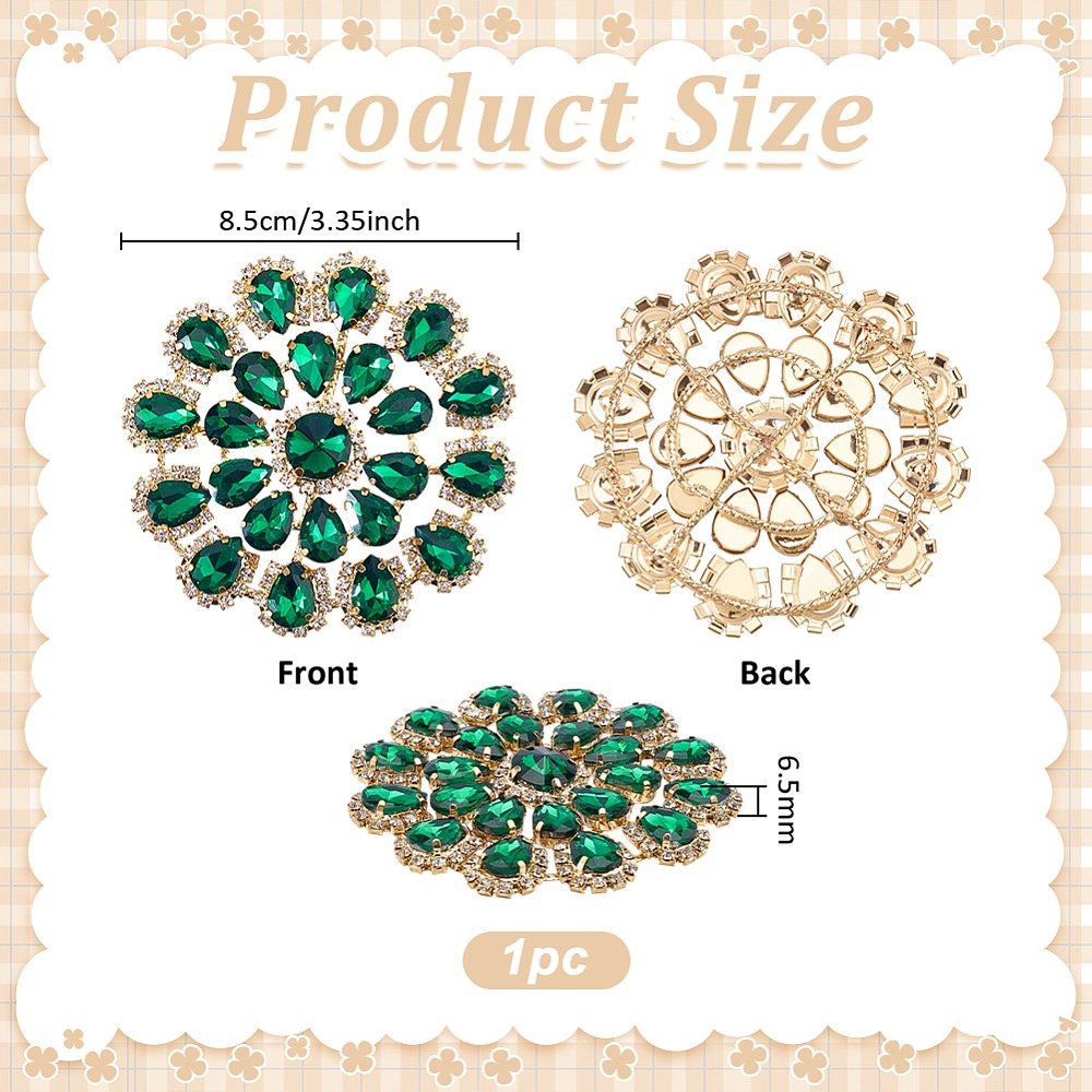 真鍮ラインストーンアップリケ ラウンドフラワー ソーオンベー - Sew On Rhinestone のレビューと価格