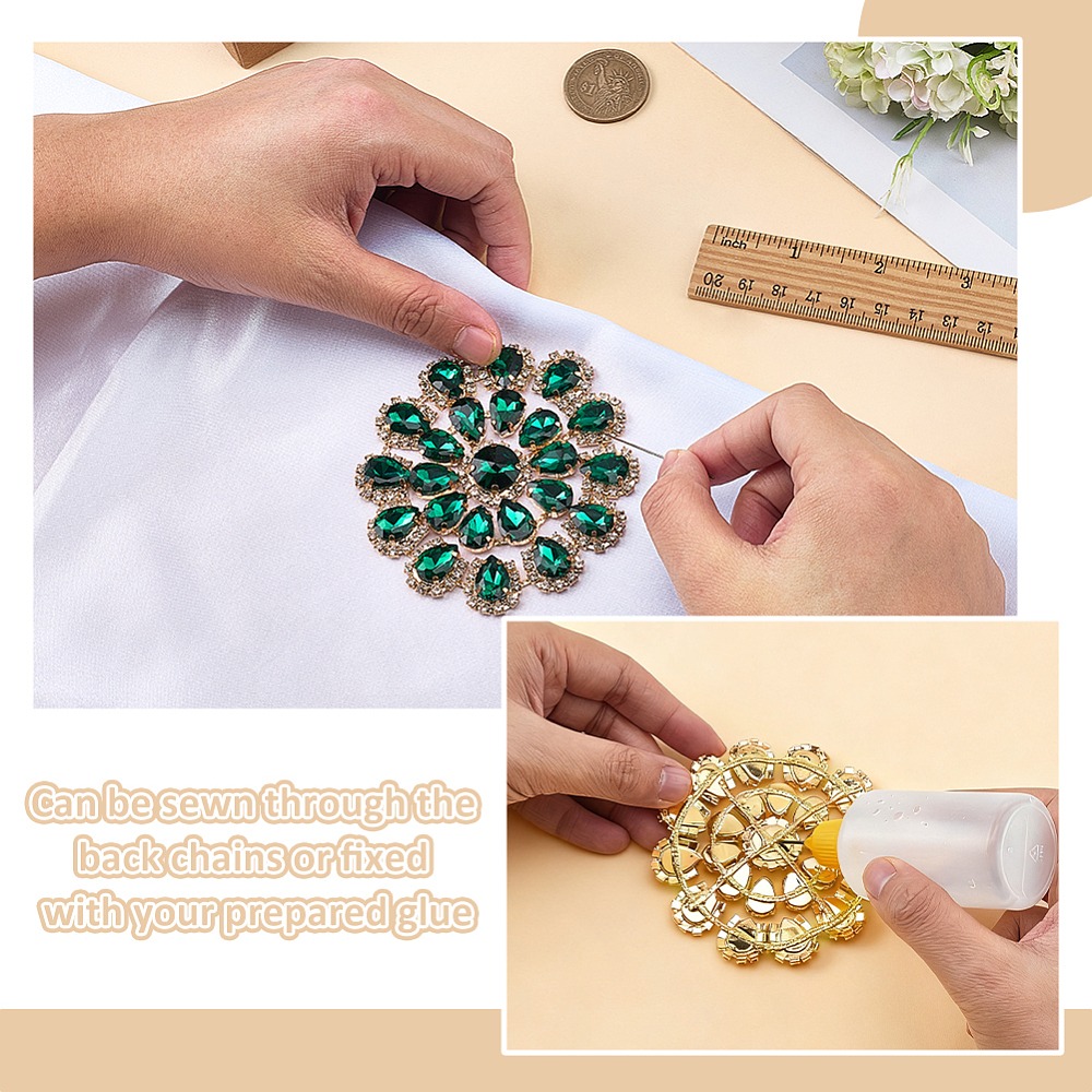 真鍮ラインストーンアップリケ ラウンドフラワー ソーオンベー - Sew On Rhinestone のレビューと価格