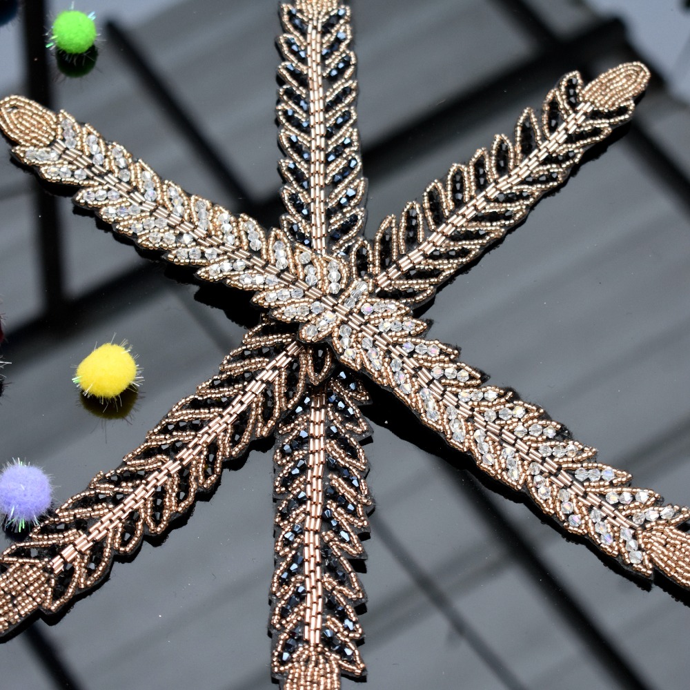 ロング葉手作りアップリケ cystal ラインストーンビーズ - Beaded Trim Fringe のレビューと価格