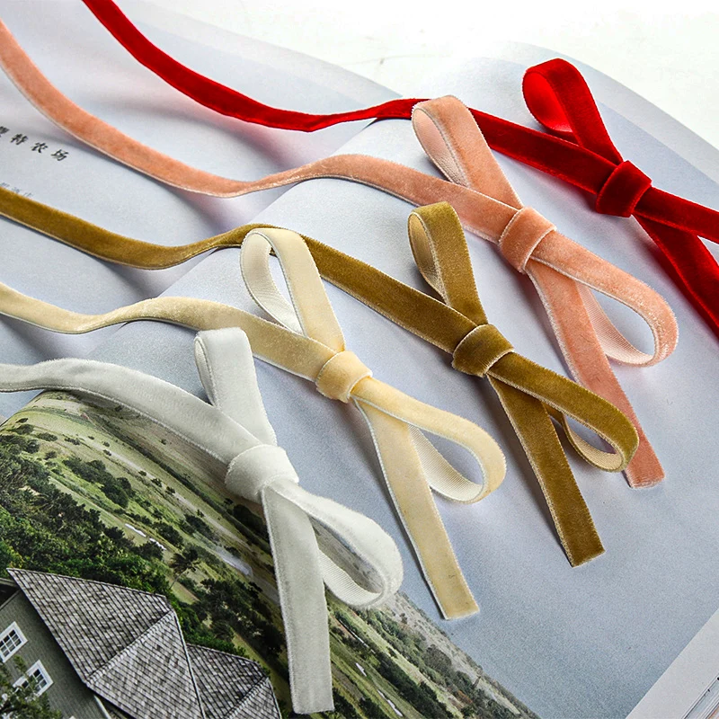 50ヤード/ロール ベルベットフロッキングリボン 花柄 手作 - Velvet Ribbon Roll のレビューと価格