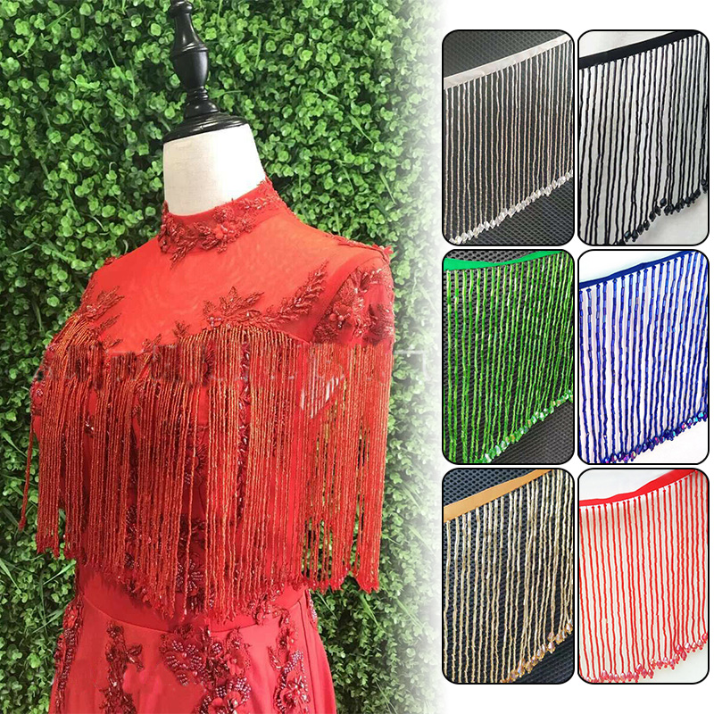 縫製カーテン用レースビーズタッセル、クリスタルフリンジ、ドロ - Beaded Trim Fringe のレビューと価格