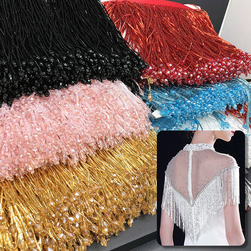縫製カーテン用レースビーズタッセル、クリスタルフリンジ、ドロ - Beaded Trim Fringe のレビューと価格