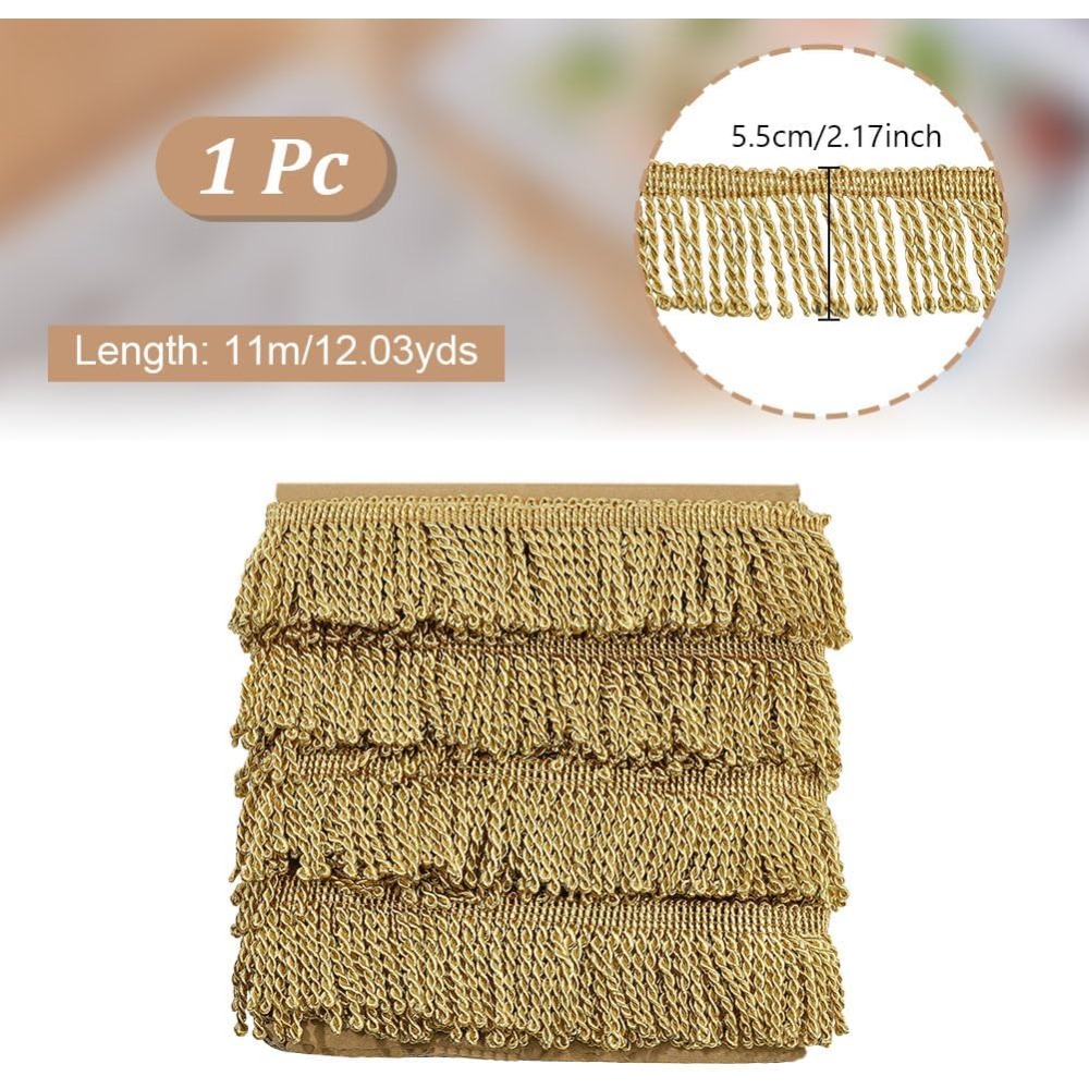 12ヤード×2.2インチ フリンジトリム チェーンレース縫製 - Tassel Fringe Trim のレビューと価格