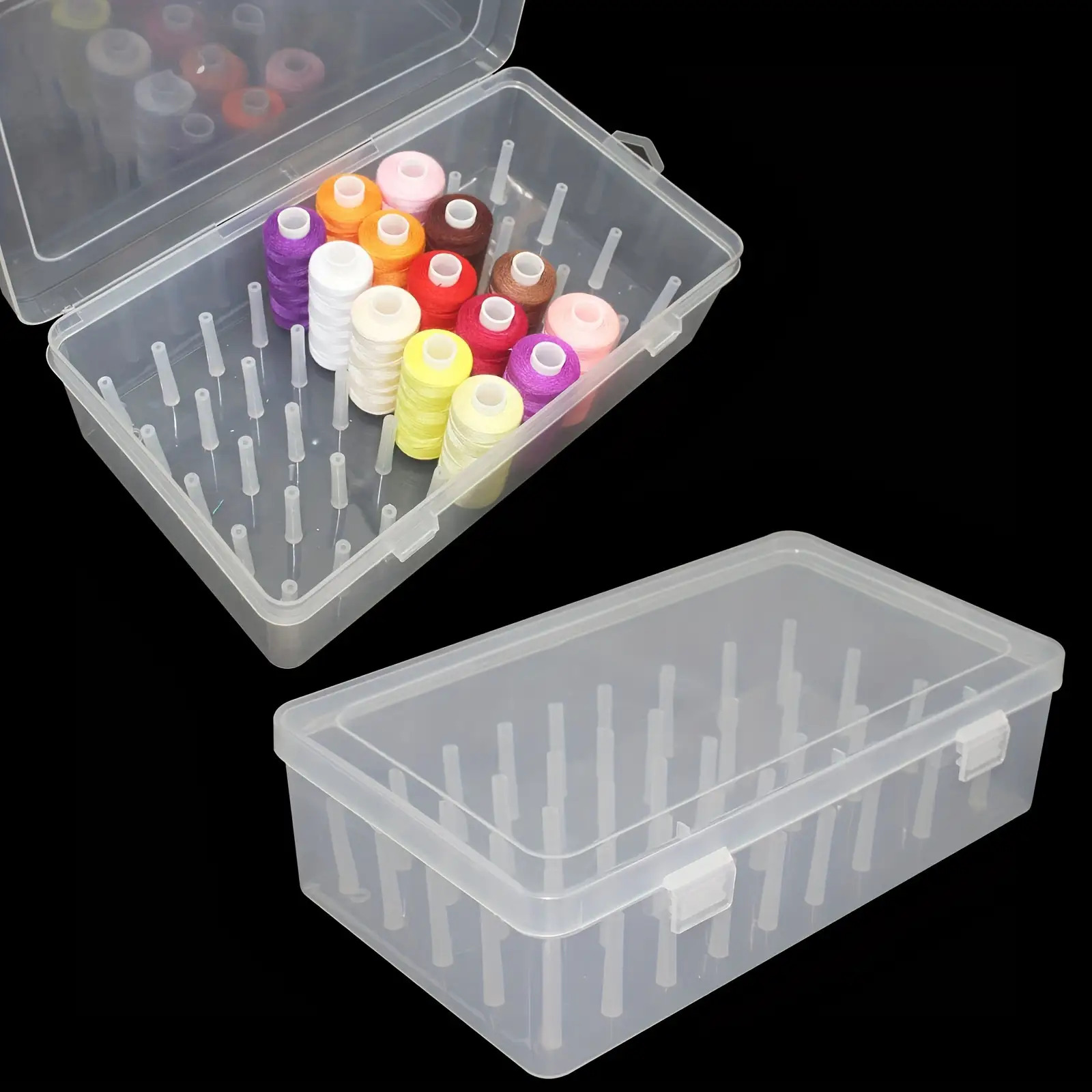 透明なプラスチック製の縫い糸収納ボックス、42個のスロット付 - Craft Embellishment Storage のレビューと価格