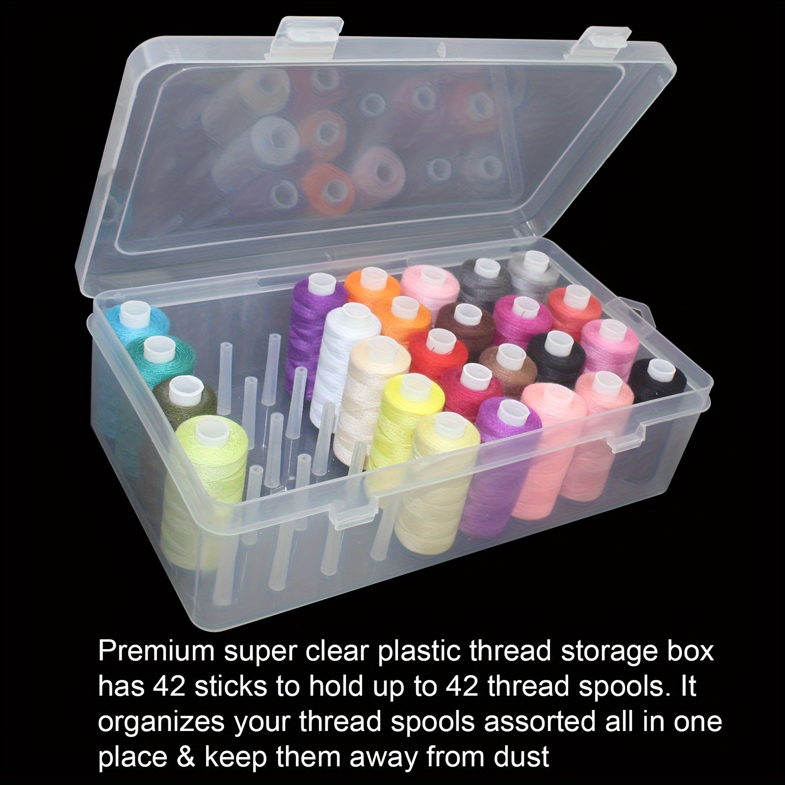 透明なプラスチック製の縫い糸収納ボックス、42個のスロット付 - Craft Embellishment Storage のレビューと価格