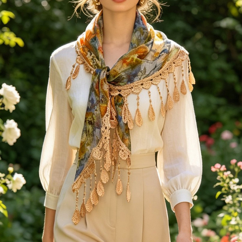 ヴィンテージフローラルレース中空タッセルウエストスカーフボヘ - Tassel Fringe Trim のレビューと価格