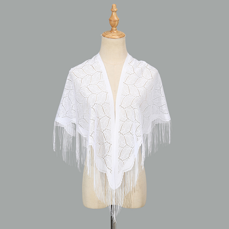 女性のためのエレガントな三角形のスカーフ,ポリエステルの祈り - Tassel Fringe Trim のレビューと価格