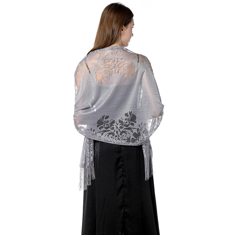 女性のための薄くて透かし彫りの花のマント、長いタッセル、日焼 - Tassel Fringe Trim のレビューと価格