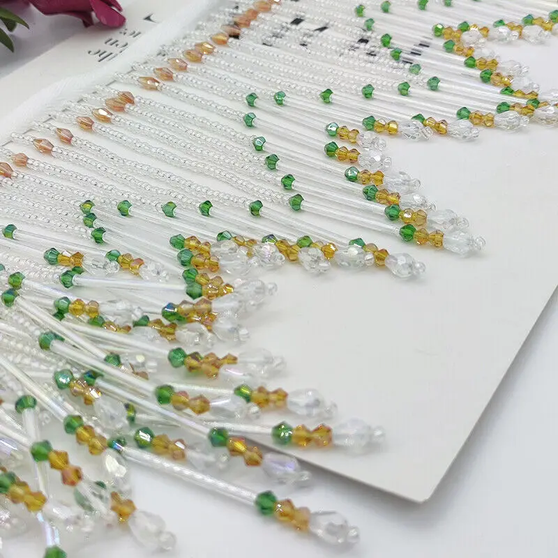 ガラス管フリンジタッセル 16 センチメートルドロップトリム - Beaded Trim Fringe のレビューと価格