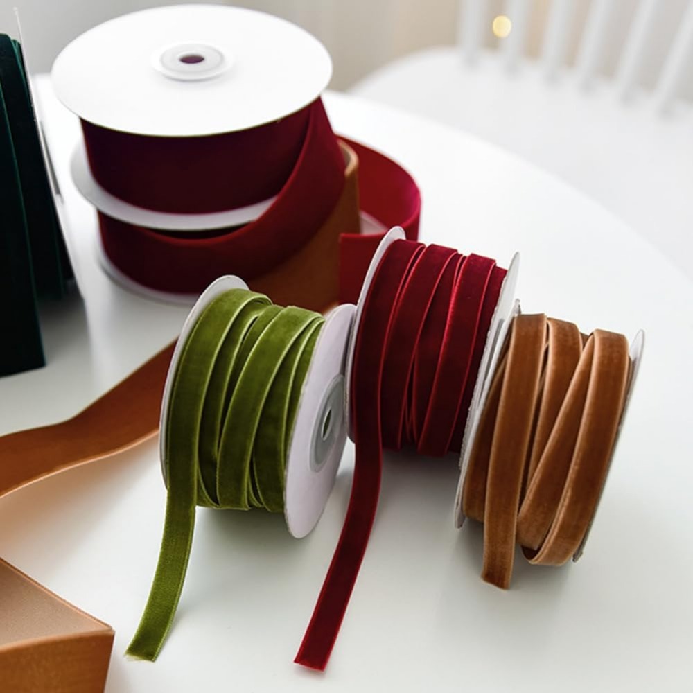 2 ロール 21.88 ヤード 3/8 インチ グリーン ベ - Velvet Ribbon Roll のレビューと価格