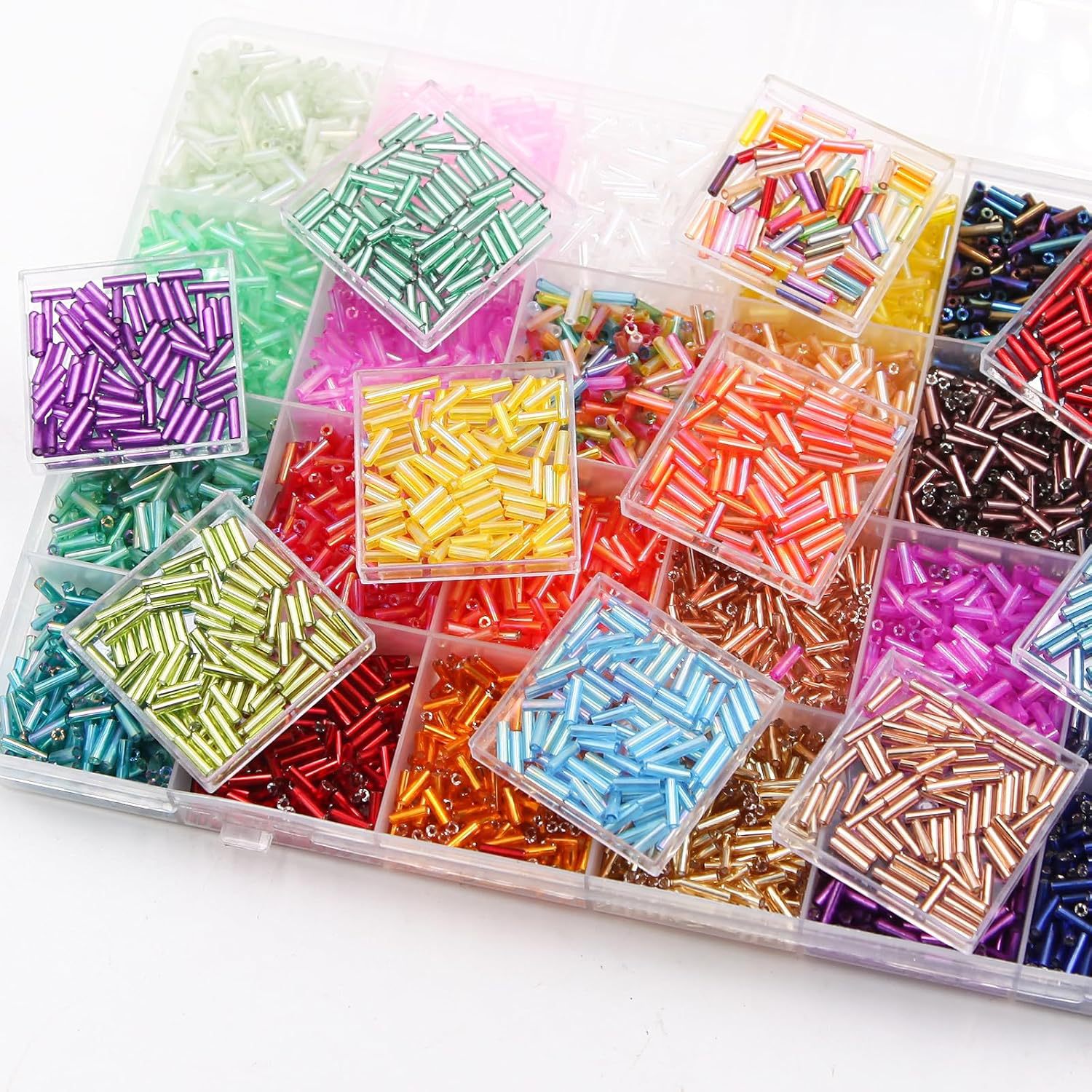 約6720個/箱 7mm 28色のチューブ型シードビーズ ク - Craft Embellishment Storage のレビューと価格