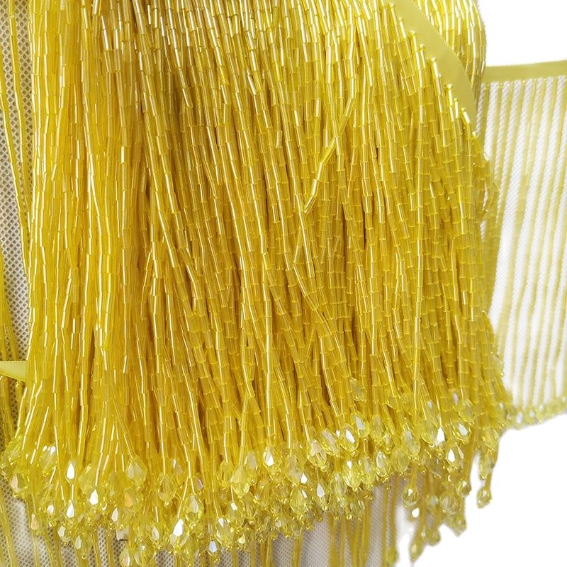 DIYクラフト用ビーズフリンジ、ワイドバグルビーズ、クリスタ - Beaded Trim Fringe のレビューと価格